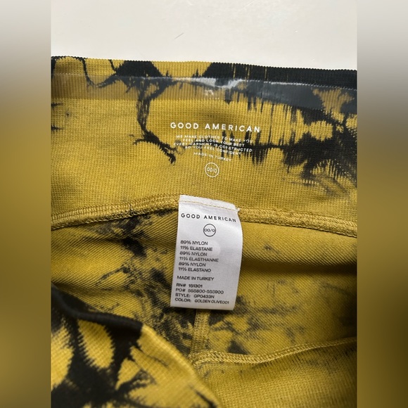 GOOD AMERICAN Black & Yellow Tie Dye Seamless Leggings ~ 00/0 X-Small - Picture 4 of 7